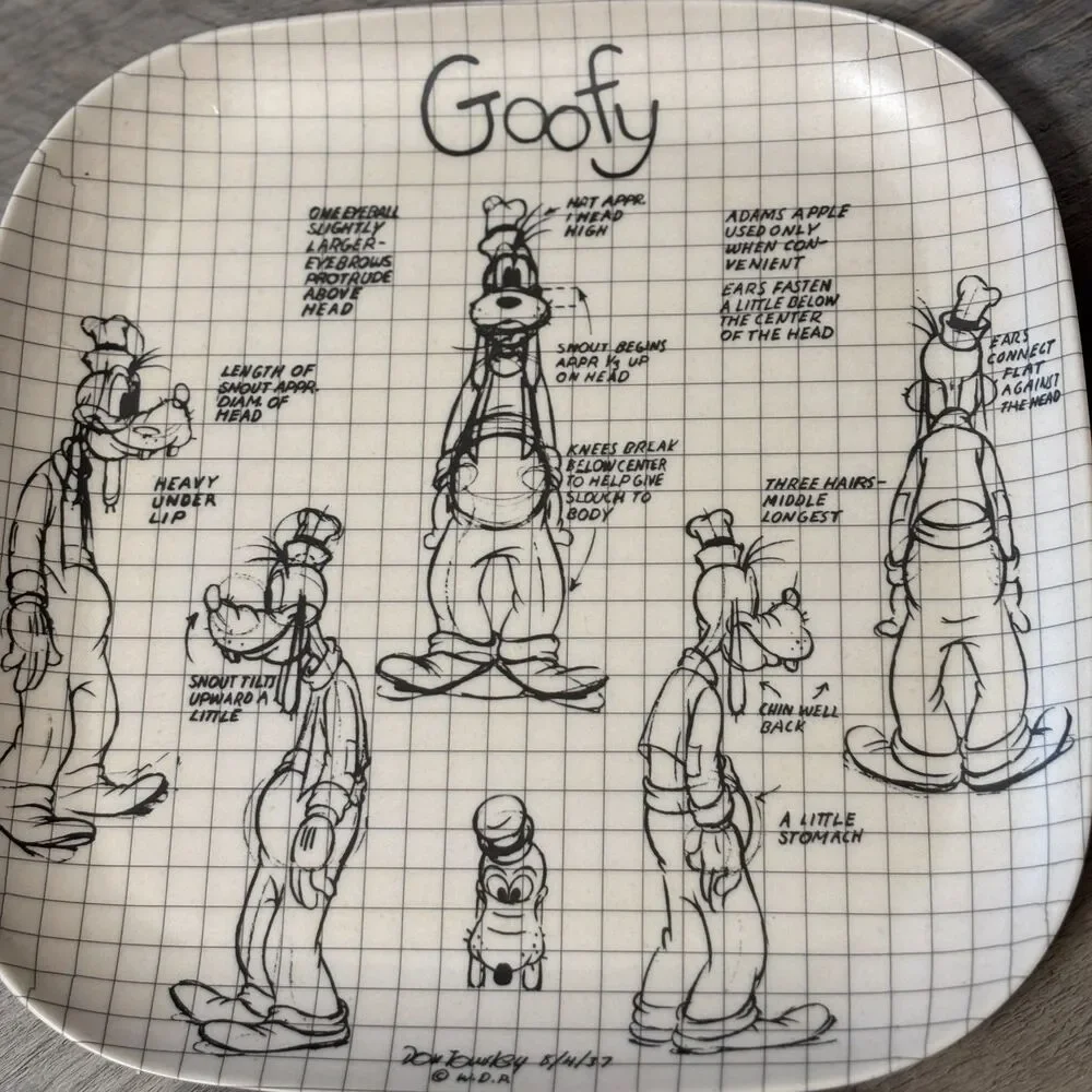 Disney Character Set Of 4 Sketchbook Plates Mickey/ Minnie/ Donald/ Goofy 9.5